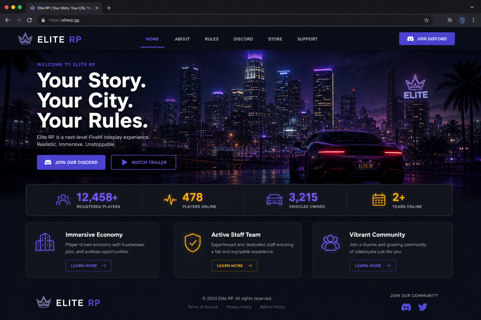 Dark — Homepage preview
